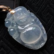 冰种晴水缅甸翡翠逍遥佛挂件