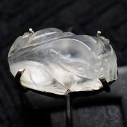 冰玻种缅甸翡翠镶白金貔貅戒指