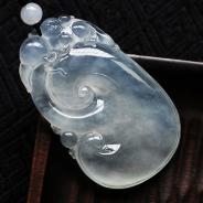 冰玻种晴水缅甸翡翠如意挂件