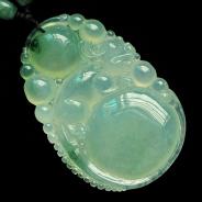 冰种晴水飘花缅甸翡翠如意寿挂件