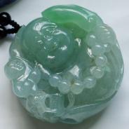 糯冰种绿晴飘黄翡缅甸翡翠玉佛挂件