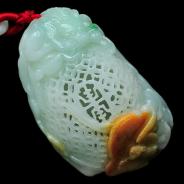 糯冰种晴水黄翡缅甸翡翠福财如意手玩件