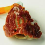 糯冰种红翡缅甸翡翠金钱如意手玩件