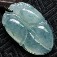 冰玻种飘花缅甸翡翠叶子挂件