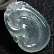 冰玻种飘花缅甸翡翠如意挂件