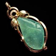 冰种晴水缅甸翡翠包玫瑰金福瓜挂件（真钻）