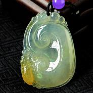 冰种晴水黄翡缅甸翡翠如意寿挂件