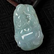糯冰种晴水缅甸翡翠仙佛贺寿挂件
