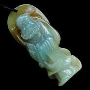 糯冰种晴水黄翡缅甸翡翠达摩挂件