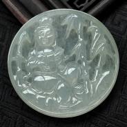 冰种淡晴水缅甸翡翠观音挂件