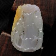 糯冰种黄翡缅甸翡翠节节高升挂件