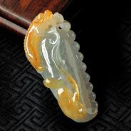 糯冰种黄翡缅甸翡翠福寿瓜挂件