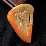 糯冰种红黄翡缅甸翡翠仿古龙挂件