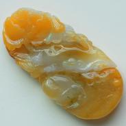 冰种黄翡缅甸翡翠鸟语花香挂件