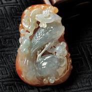 冰种红翡缅甸翡翠锦上添花挂件