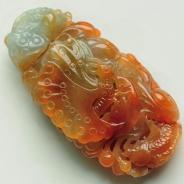 糯冰种红黄翡缅甸翡翠蝴蝶挂件