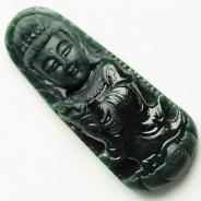 糯冰种墨翠缅甸翡翠观音挂件