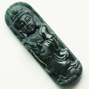 糯冰种墨翠缅甸翡翠观音挂件