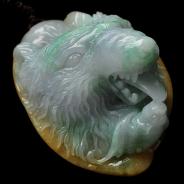 糯冰种三彩缅甸翡翠鸿福齐天挂件