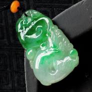 糯冰种翠色缅甸翡翠龙行如意挂件