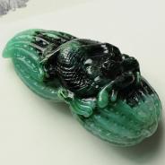 糯冰种晴水墨绿缅甸翡翠生意兴隆手玩件