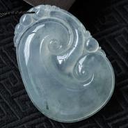 冰种飘花缅甸翡翠如意挂件