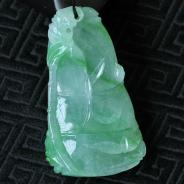糯冰种飘翠缅甸翡翠节节高挂件