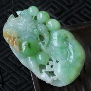 糯冰种黄加绿缅甸翡翠龙行如意挂件