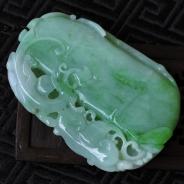 糯冰种翠色缅甸翡翠节节高升挂件