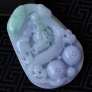 糯冰种春带彩缅甸翡翠龙行如意挂件