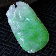 糯冰种翠色缅甸翡翠如意挂件