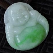 糯冰种翠色缅甸翡翠玉佛挂件
