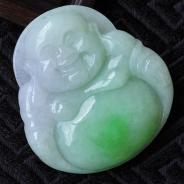糯冰种翠色缅甸翡翠玉佛挂件