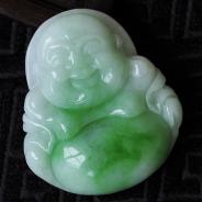 糯冰种翠色缅甸翡翠玉佛挂件