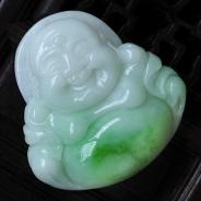 糯冰种飘翠缅甸翡翠玉佛挂件