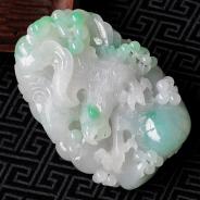 糯冰种绿晴缅甸翡翠大展鸿图手玩件