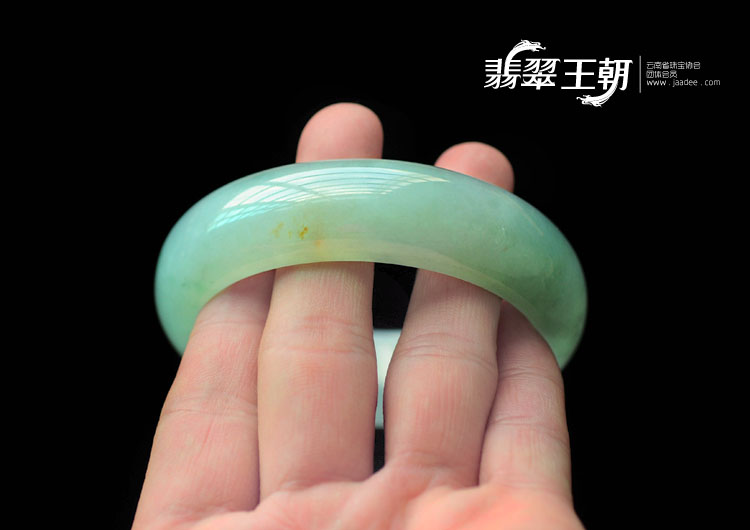 冰种晴水缅甸翡翠宽条手镯(58.6mm)