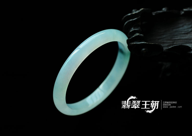 冰种飘花缅甸翡翠手镯(56.6mm)