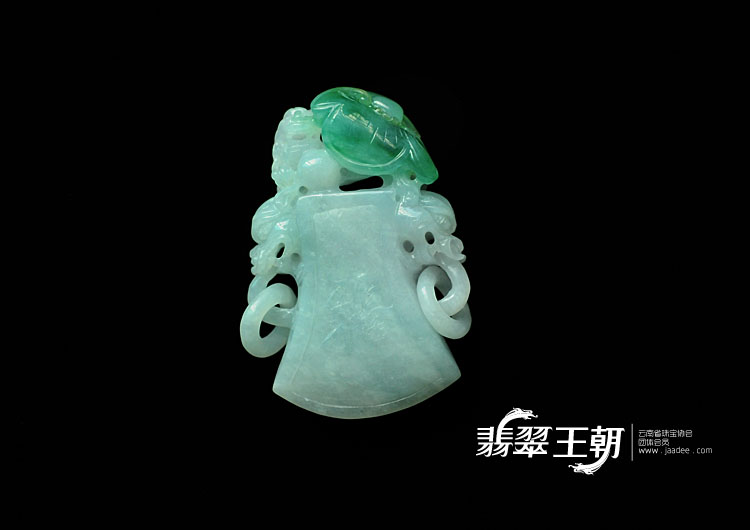 糯冰种飘花缅甸翡翠石斧挂件