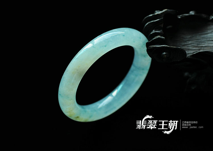 冰种飘花缅甸翡翠圆条手镯(44.3)