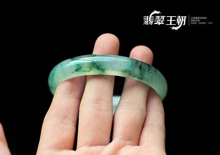 冰种飘花缅甸翡翠手镯(55.5)