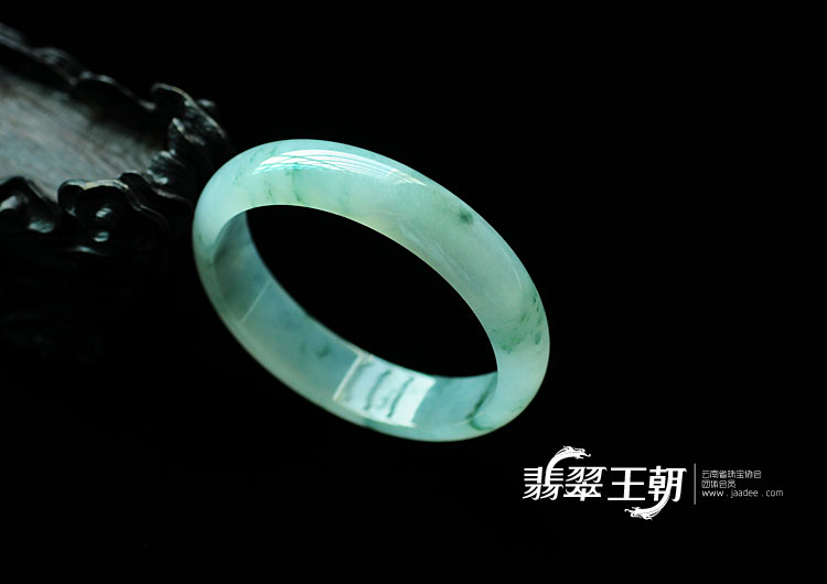 冰种飘花缅甸翡翠手镯(55)
