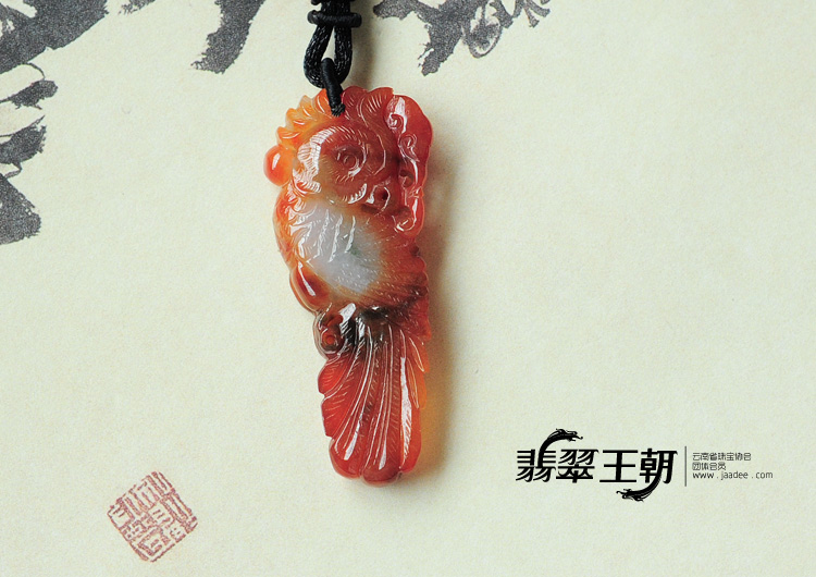 糯冰种红翡缅甸翡翠英明神武挂件