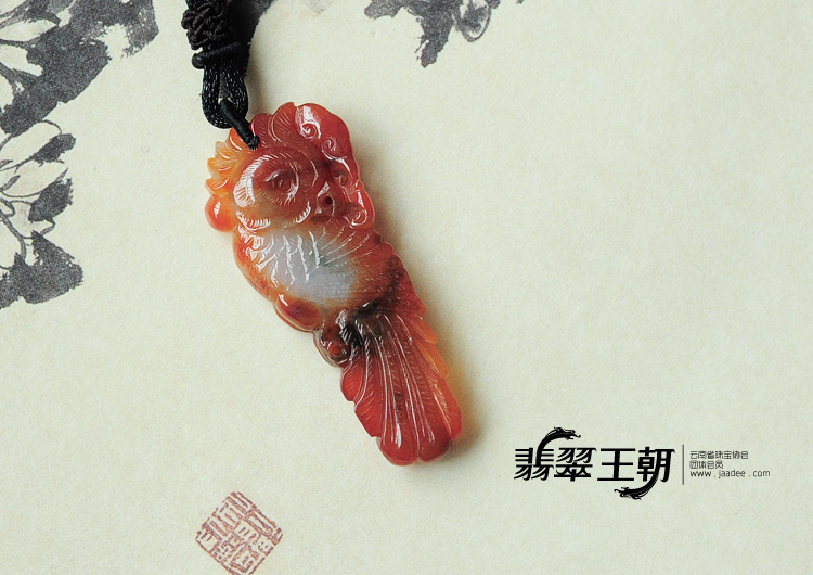 糯冰种红翡缅甸翡翠英明神武挂件