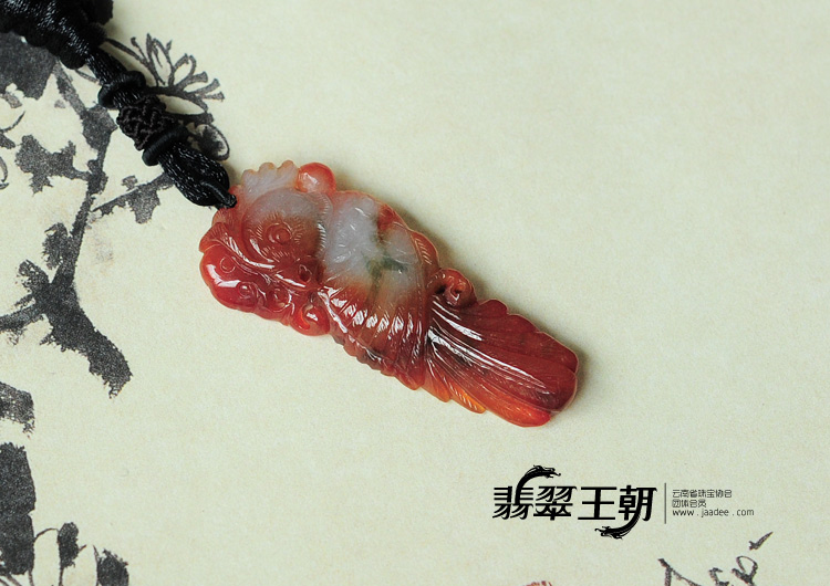 糯冰种红翡缅甸翡翠英明神武挂件