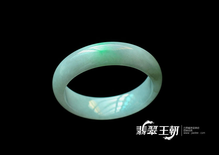 糯冰种飘翠缅甸翡翠手镯(51.8)