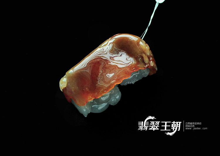 冰种红黄翡缅甸翡翠童子挂件