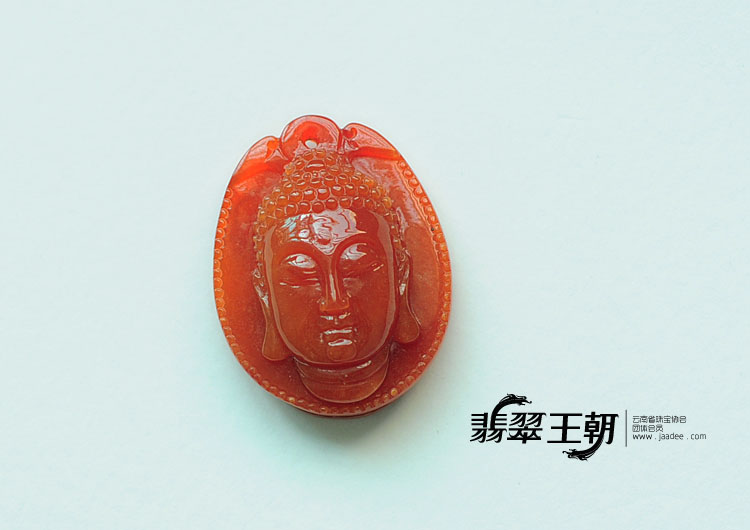 细糯种红翡缅甸翡翠释迦牟尼头像挂件