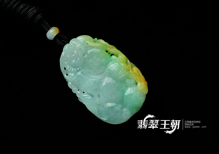 冰种三彩缅甸翡翠丹凤朝阳挂件