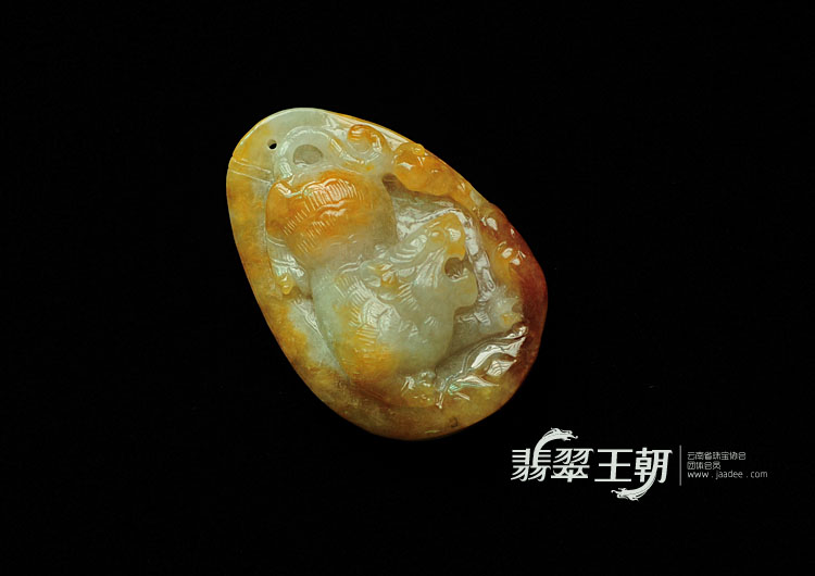 糯冰种黄翡缅甸翡翠小虎牌挂件